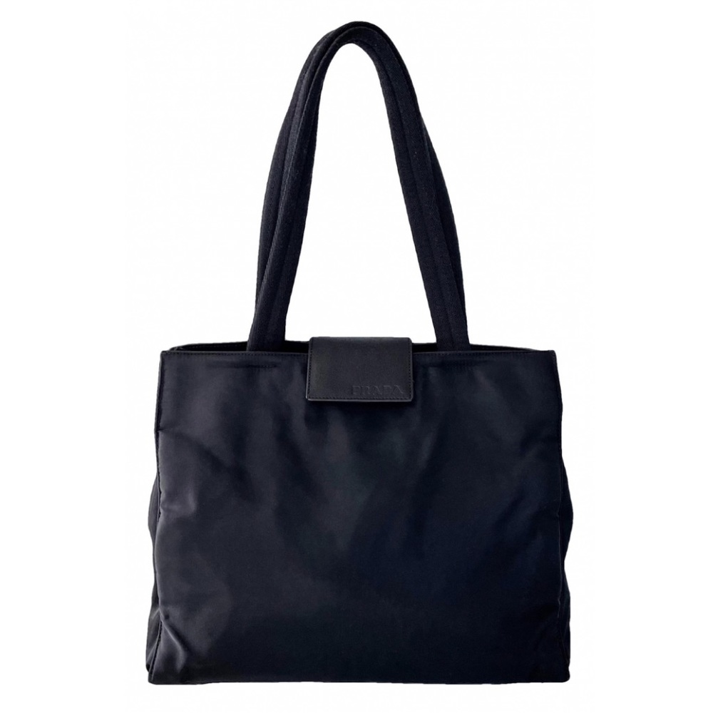 Prada black Tessuto nylon and leather flap shoulder bag